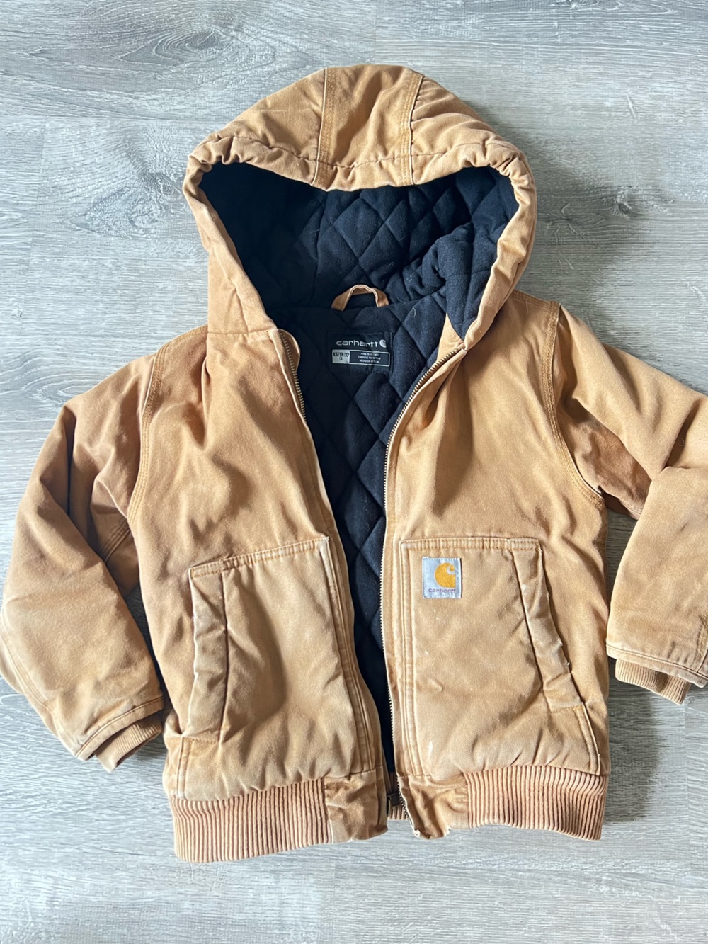Carhartt Kids Brown Hooded Quilt-Lined Jacket